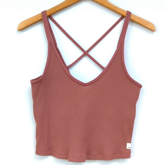 Vuori Tops - VUORI Performance Ribbed Crop Tank Top Yoga Strappy Sports Bra  Terracotta Sz M